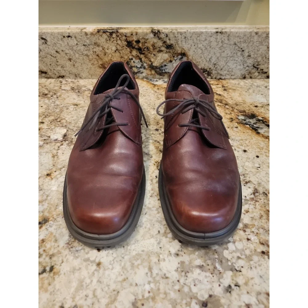 MEN'S ECCO BERLIN PLAIN TOE LACE BROWN LEATHER Oxfords 46.  US 12-12.5